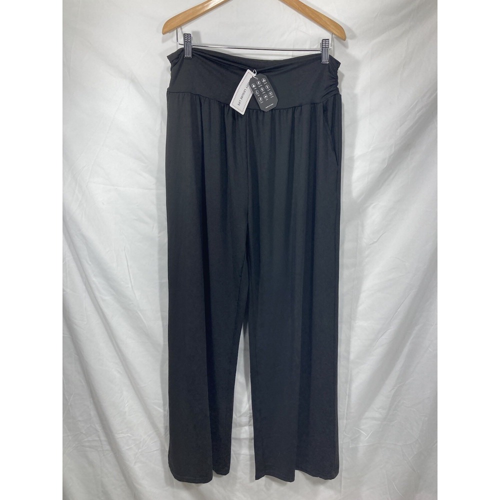 TARSE Womens Wide Leg Pants Casual Loose Yoga Comfy Lounge Pajama Black 2xL NWT